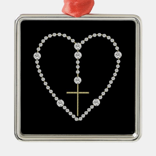 Ornement Métallique Rosaire Diamond - Salut Marie Pleine de grâce (Devant)