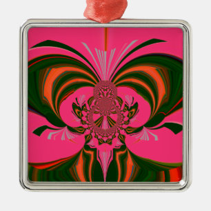 Ornement Métallique Rose rouge or vert