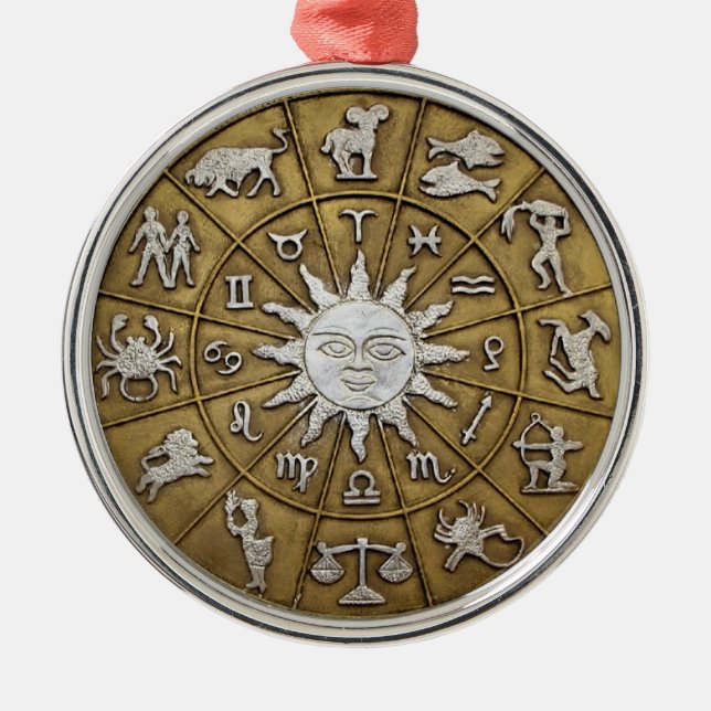 Ornement Métallique Roue en laiton Zodiac (Devant)