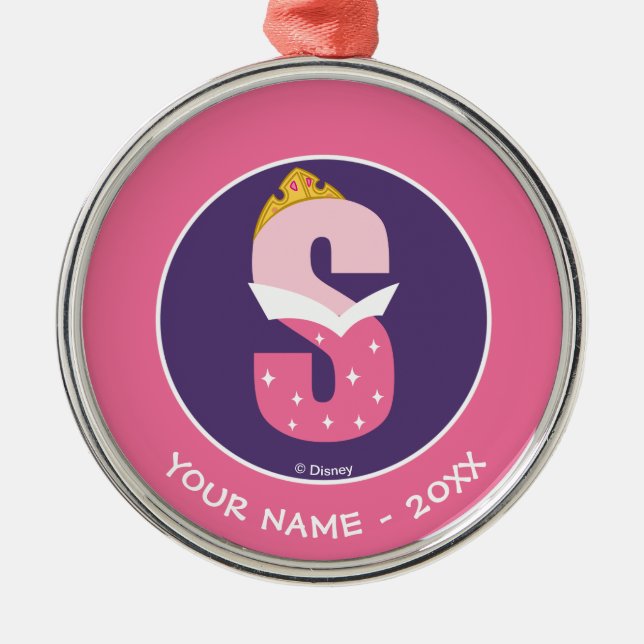 Ornement Métallique S est pour la beauté dormante | Ajouter Votre Nom (Devant)