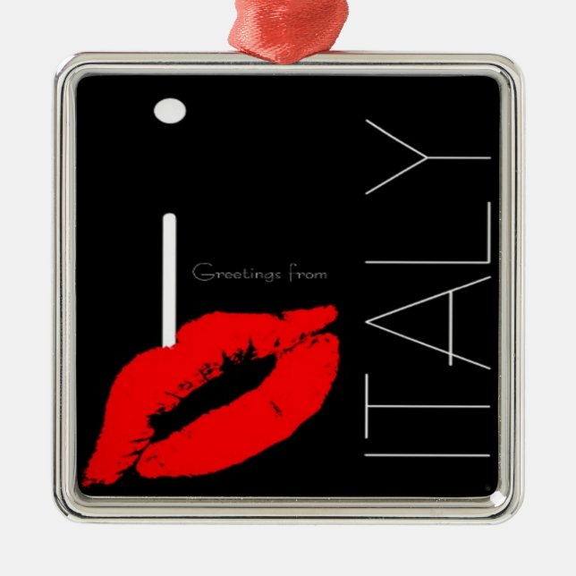Ornement Métallique Salutations d'Italie Red Lipstick Love Kiss (Devant)