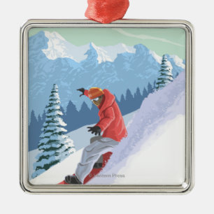 Ornement Métallique Scène de VermontSnowboarder