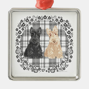 Ornement Métallique Scotties tartan