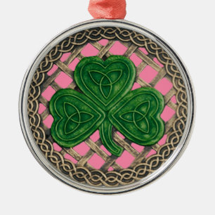 Ornement Métallique Shamrock And Celtic Knots Ornament Pink