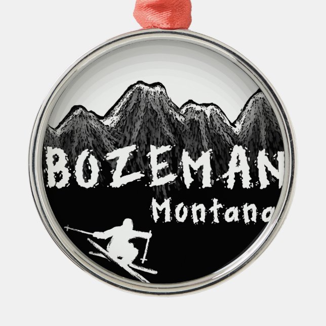 Ornement Métallique Skieur artistique de Bozeman Montana (Devant)