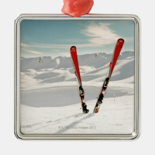 Ornement Métallique Skis rouges