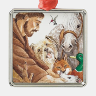 Ornement Métallique St Francis et animaux, casquette, goupille, porte