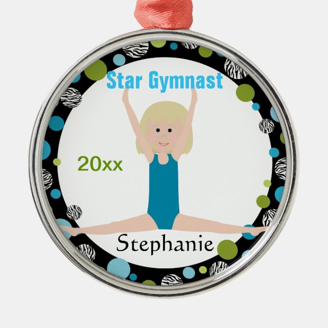 Ornement Métallique Star Gymnast Keepsaké Aqua et Green (Devant)