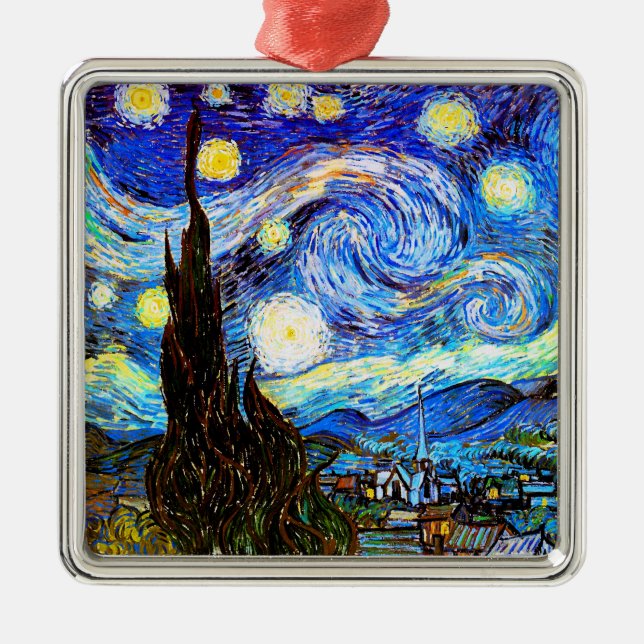 Ornement Métallique Starry Night Van Gogh Art (Devant)