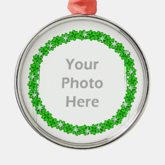 Ornement Métallique Stars de trèfle de Saint-Patrick (cadre photo rond