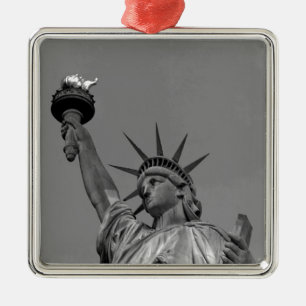 Ornement Métallique Statue noire et blanche de Liberty New York