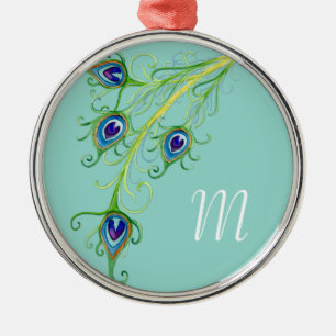 Ornement Métallique Style Art Déco Nouveau Peacock Feathryl