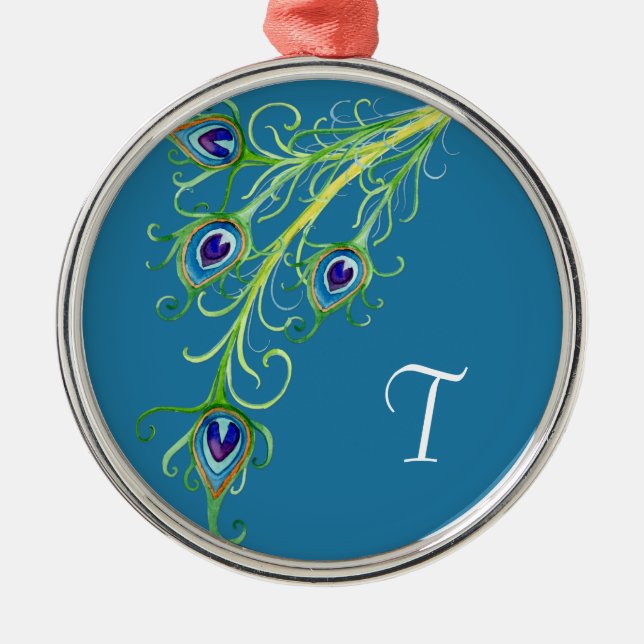Ornement Métallique Style Art Déco Nouveau Peacock Feathryl (Devant)