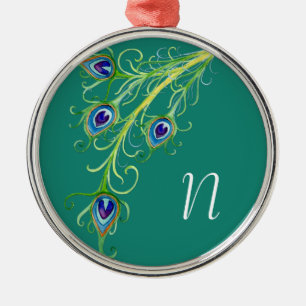 Ornement Métallique Style Art Déco Nouveau Peacock Feathryl