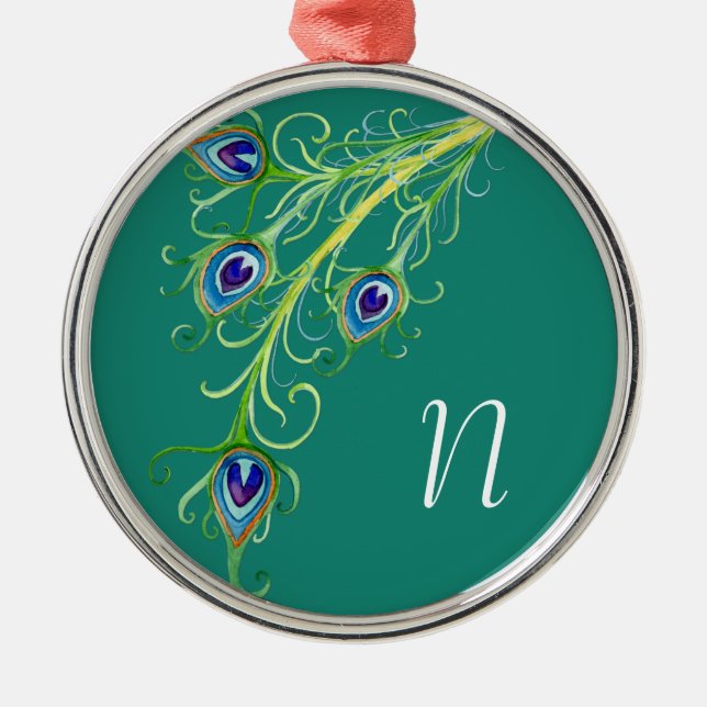 Ornement Métallique Style Art Déco Nouveau Peacock Feathryl (Devant)