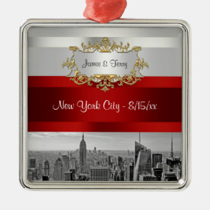 Ornement Métallique Suite d'invitation NYC Skyline BW 05 blanc rouge