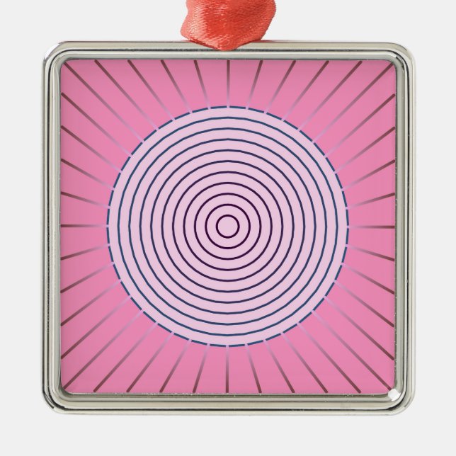 Ornement Métallique Sunburst géométrique moderne - Nuances de rose (Devant)