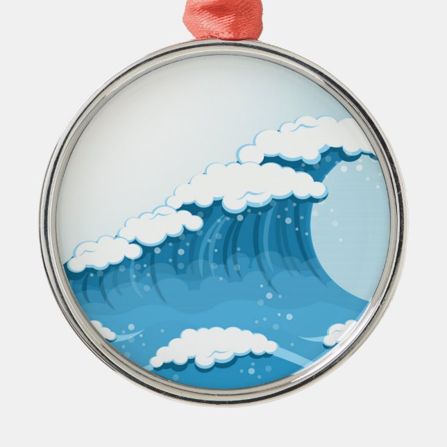 Ornement Métallique Surf Blue Wave et océan (Devant)