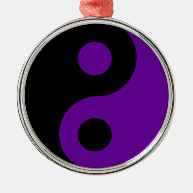 Ornement Métallique Symbole Yin Yang noir et violet (Devant)