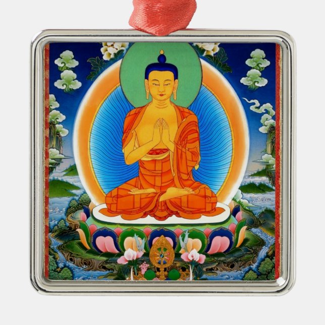 Ornement Métallique Tibétain Thangka Prabhutaratna Bouddha (Devant)