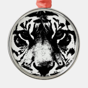 Ornement Métallique Tigre noir et blanc