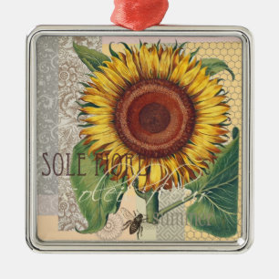 Ornement Métallique Tournesol Vintage Damas Fleur Motif Art