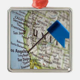 Ornement Métallique Tracez la goupille placée sur Los Angeles, la