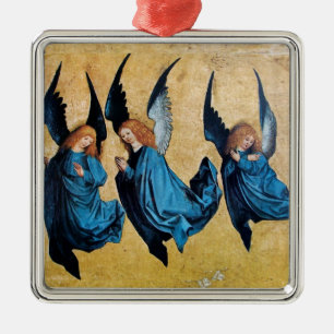 ORNEMENT MÉTALLIQUE TROIS ANGES EN BLEU