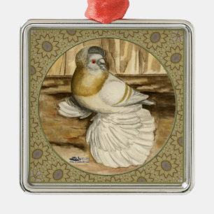 Ornement Métallique Trumpeter Pigeon Gold Frame