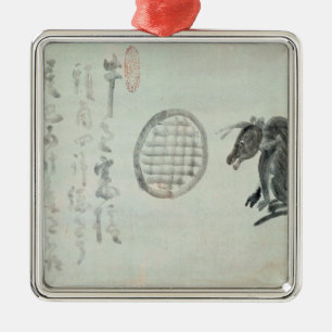 Ornement Métallique Vache, fenêtre ovale et Haiku