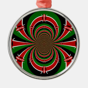 Ornement Métallique Vibrant Kenya Vision : Drapeau kényan en miroir