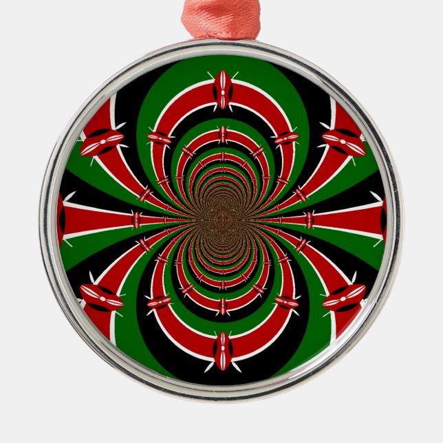 Ornement Métallique Vibrant Kenya Vision : Drapeau kényan en miroir (Devant)