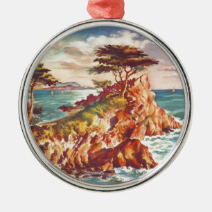 Ornement Métallique Vintage Monterey Coastline California Tourisme USA