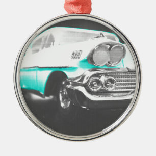 Ornement Métallique Voiture classique bleu vif à chevy impala 1958