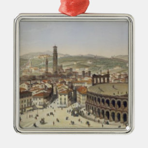 Ornement Métallique Vue de Vérone, gravée par L. Cherbuin (en de