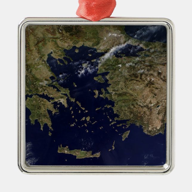 Ornement Métallique Vue satellite de la Grèce et de la Turquie (Devant)