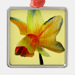Ornement Métallique Yellow Daffodil watercolour art Spring Flower