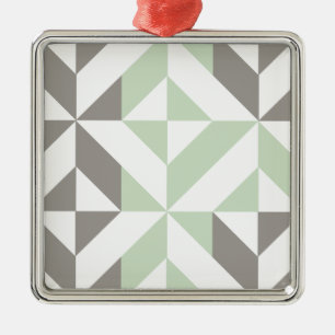 Ornement Métallique ZigZag géométrique Sage Green et Silver