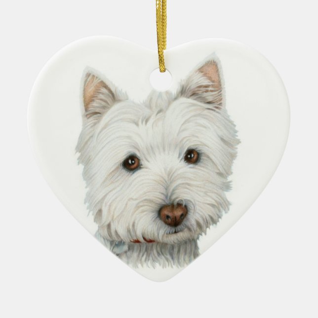 Ornement mignon de coeur de chien de Westie (Devant)