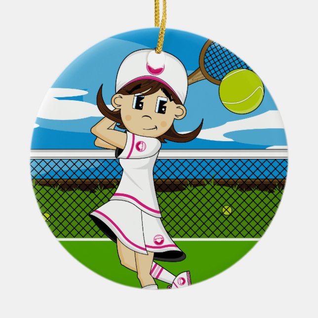 Ornement mignon de fille de tennis (Devant)