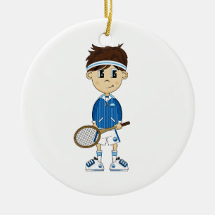 Ornement mignon de garçon de tennis