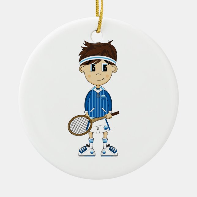 Ornement mignon de garçon de tennis (Devant)
