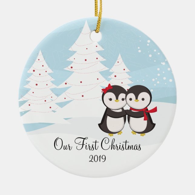 Ornement mignon de Noël d'amour de couples de (Devant)
