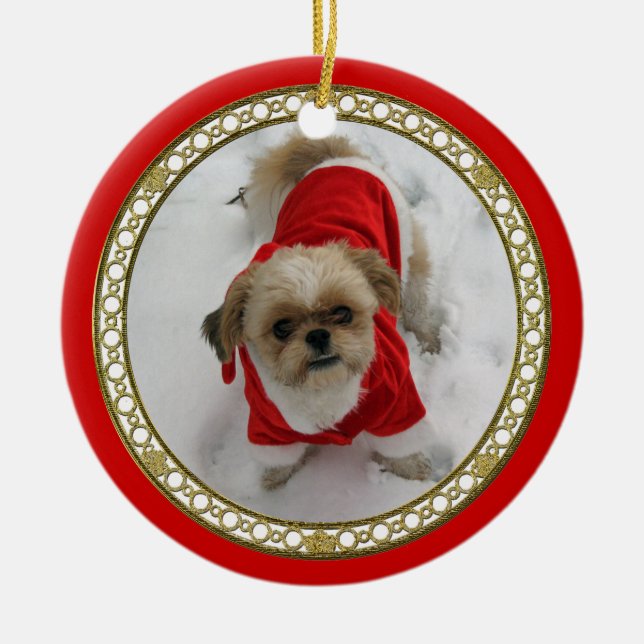 ornement mignon de Noël de chien de Lhasa père (Devant)