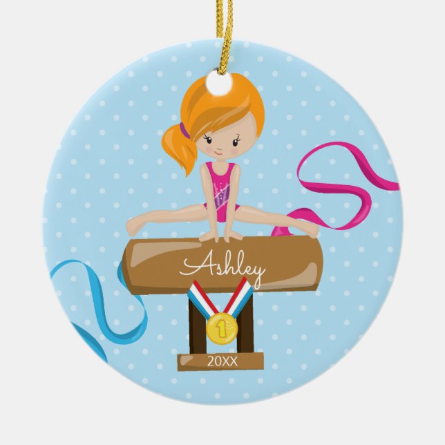 Ornement mignon de Noël de gymnastique de gymnaste (Devant)