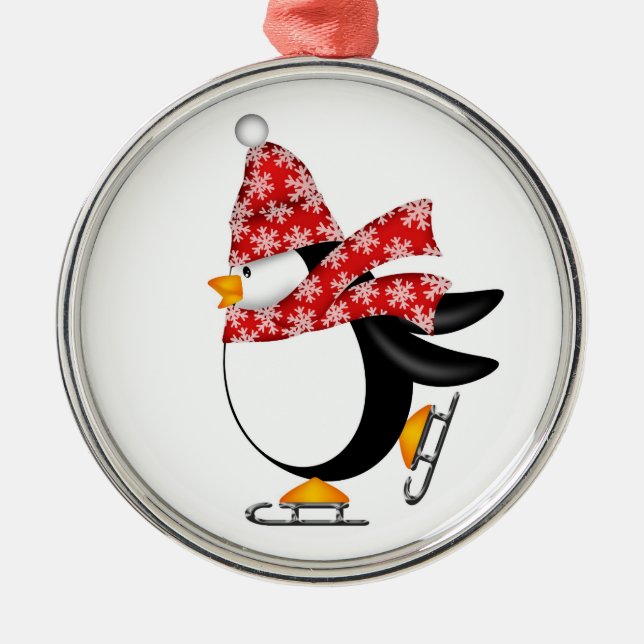 Ornement mignon de patins de glace de pingouin (Devant)