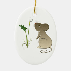 Ornement mignon de souris et de zantedeschia