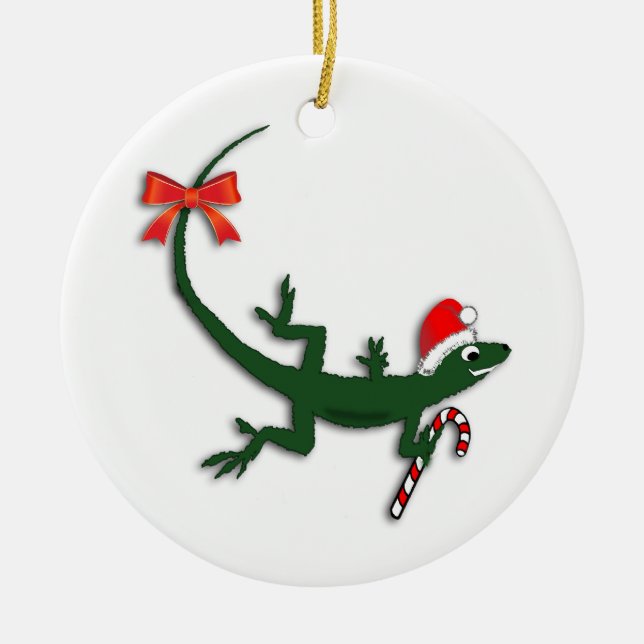 Ornement mignon de vacances de lézard de Noël (Devant)