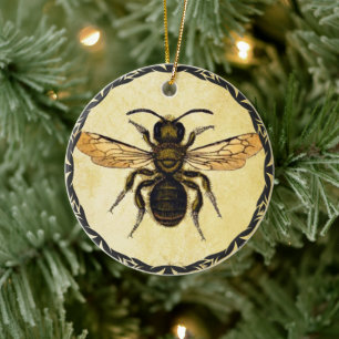 Ornement monogramme avec abeille Vintage