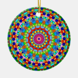 Ornement multicolore de kaléidoscope en verre